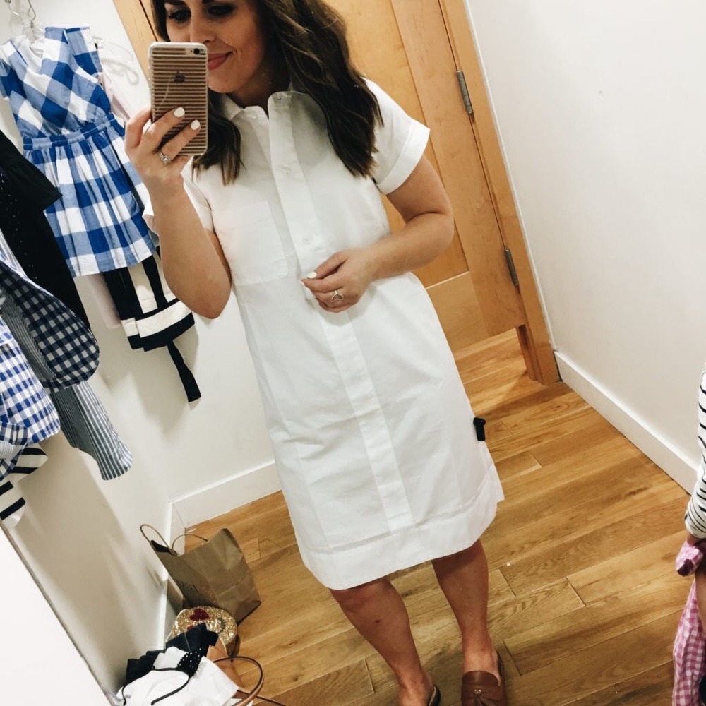 J Crew Factory White Button Down Shirt Dress